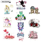 Nicediy Мода для девочек Единорог Железный на переводе Vynil теплопередачи наносимые с помощью утюга наклейки футболка термонашивки для Глажка одежды