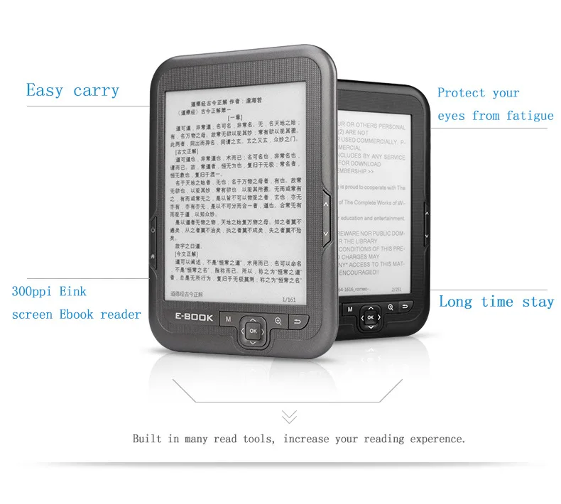 eBook Reader e-ink FB2 e-Books eReader 6 inch 16GB 8GB e ink ebook 1400mAh book | Электроника