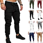 Брюки-карго мужские, однотонные спортивные штаны для бега в стиле хип-хоп, повседневные шаровары с несколькими карманами