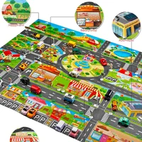 1 set pretend play traffic game mat car parking scene pad funny traffic road floor rug floor puzzle pad for kids baby ho