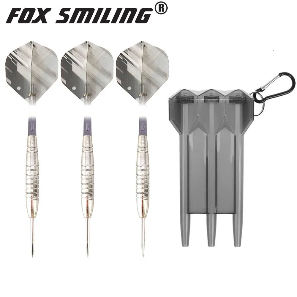 Fox Smiling 3 шт. 23 г профессиональный стальной наконечник Дротика s с нейлоновыми валами 5 цветов Dardos перо и чехол для дротиков коробка посылка
