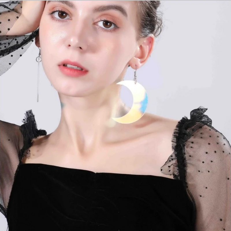 New Gothic Big Dream Color Crescent Acrylic Earrings For Women Girl Fashion witch Magic Moon Statement Dangle E19152 | Украшения и