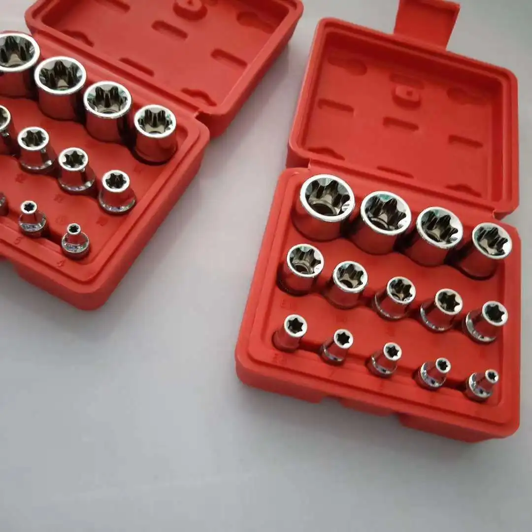 Crv material 14pcs/set E Torx Star Female Bit Socket Set 1/2" 3/8" 1/4" Drive E4 - E24 repair tool hand set high quanlity |