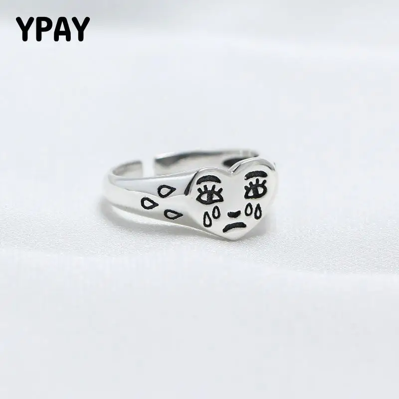 

Женские серебряные кольца YPAY, однотонные блестящие кольца для женщин, простая Новинка, открытые манжеты с изображением плача, кольцо с изменяемым размером, ювелирные изделия, Прямая поставка YMR772
