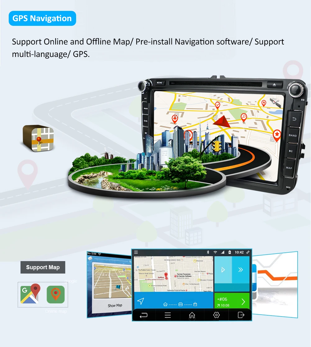 2 din Android 9,0 Автомагнитола DVD gps навигация для Volkswage Caddy Golf Polo седан Touran Passat EOS DVD Automtivo WIF