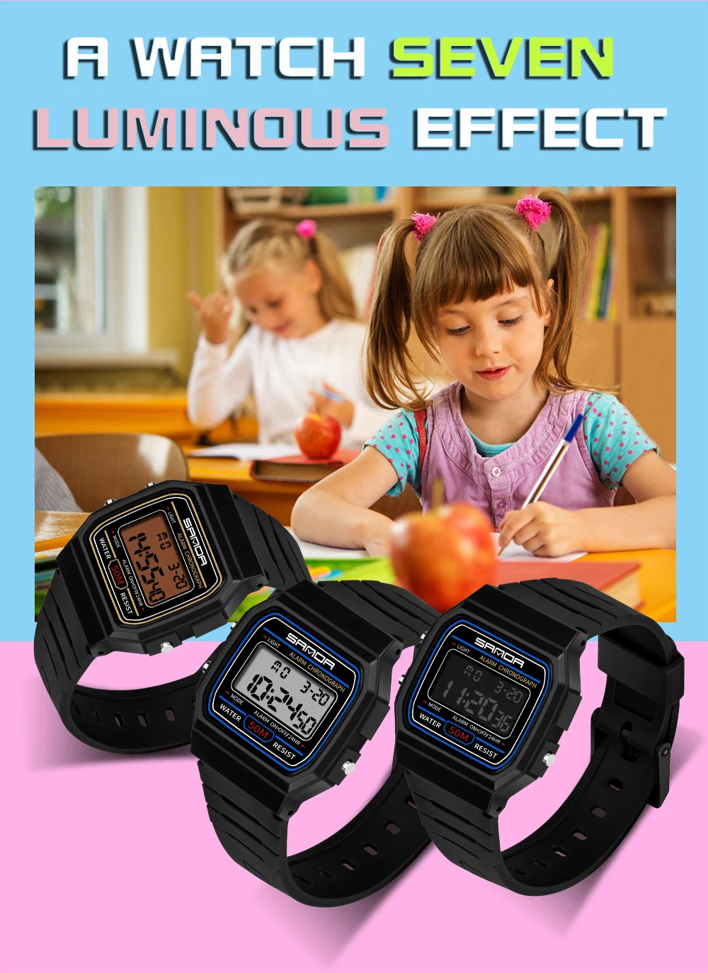 SANDA Kids Watches Anti-Shock 5Bar Waterproof Outdoor Sport Children Watches Fashion Digital Watch Relogio Masculino