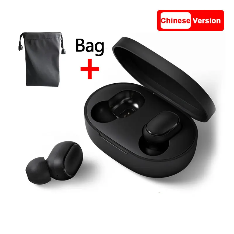 Xiaomi Redmi Airdots TWS Bluetooth 5,0 наушники стерео беспроводные активные шумоподавления с микрофоном свободные Наушники управление AI - Цвет: Chinese Add Bag