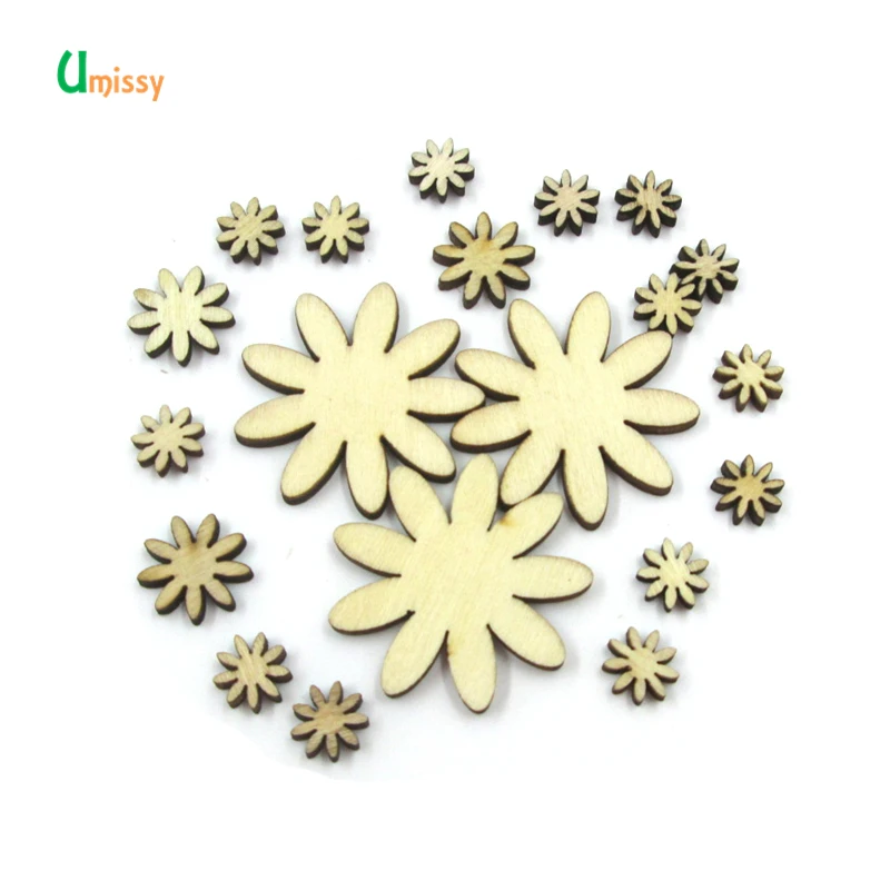 100 шт деревянные пуговицы в ассортименте размеры цветок Сердце Звезда DIY