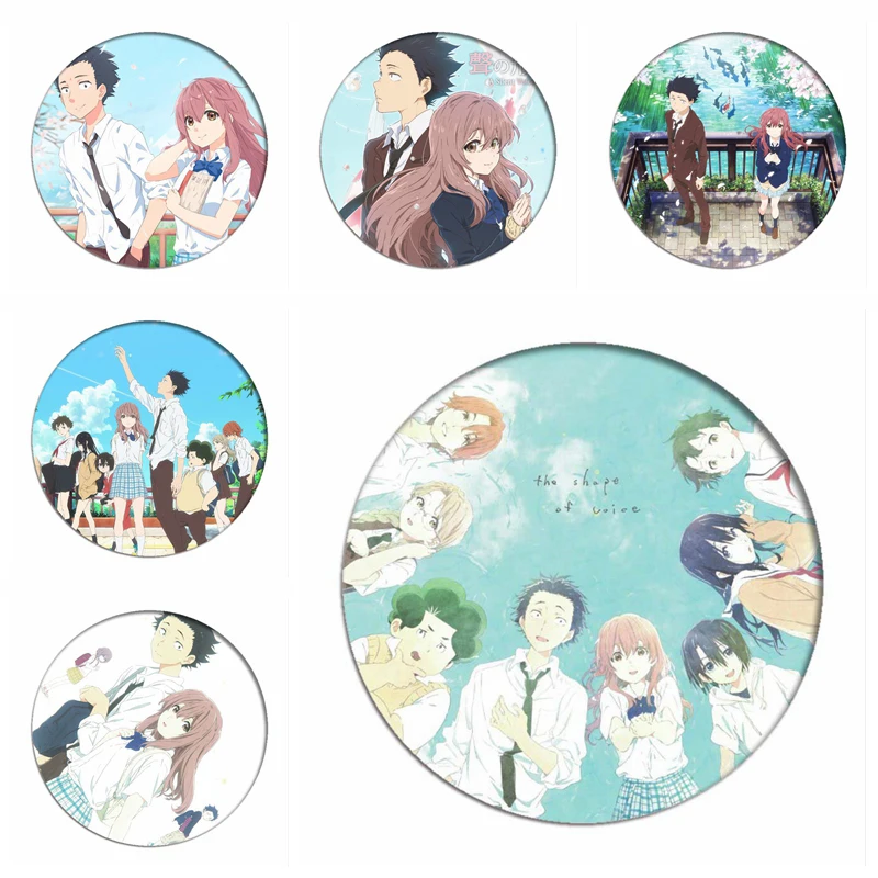 

Значки для рюкзака Koe No Katachi, брошь ishida shouya Shouko Nishimiya, бесшумная коллекция голоса, игрушки, Мультяшные булавки для косплея