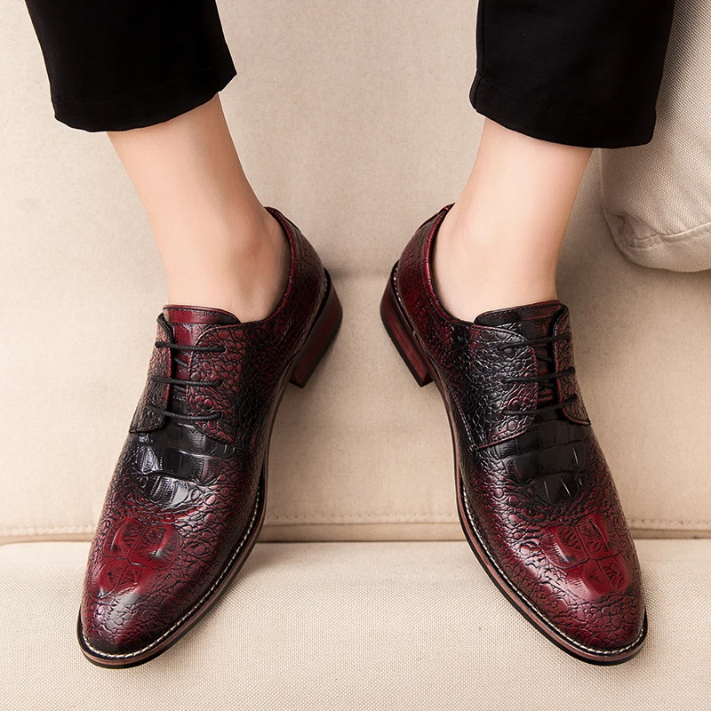 

Italian style Leather Men shoes Black Brown Wedding party Oxford Shoes Lace-Up Office Business Suit Men Dress Shoes big size 48