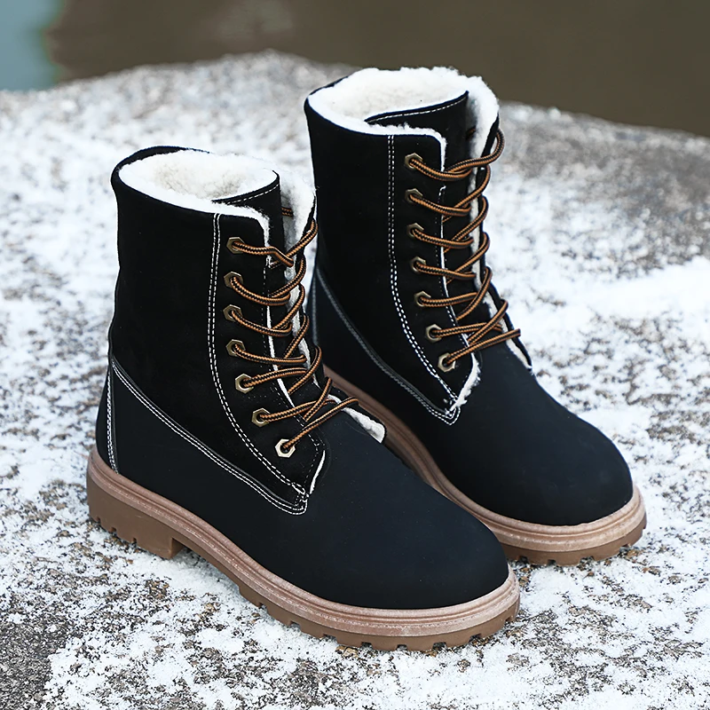Женские ботинки зимние женская теплая плюшевая обувь на шнуровке женские