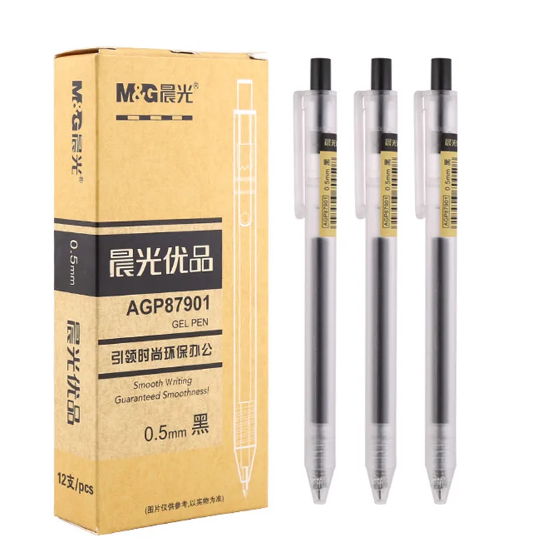 M& G Ультра простая Muji стильная Выдвижная гелевая ручка 0,5 мм гелевые ручки-роллеры черный синий красный офисные школьные принадлежности гелевая ручка
