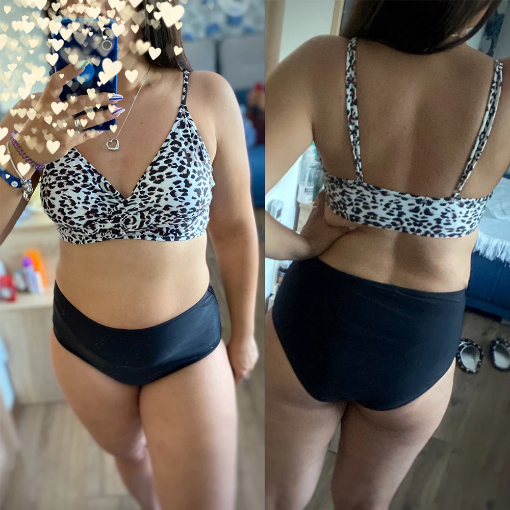 Бикини пуш-ап с завышенной талией и леопардовым принтом | Женская одежда