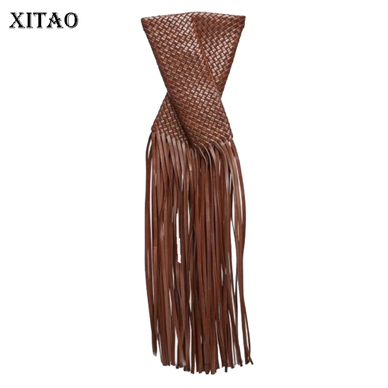 

XITAO Woven Tassel Bag Handbag Small Fresh Tassel Solid Color Patchwork Fashion All-match Clutch Bag Underarm Bag GWJ1734