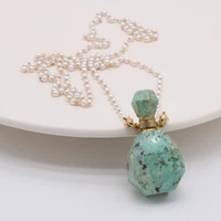 2021 new product natural semi precious stone turquoise perfume bottle boutique pendant making diy fashion charm necklace jewelry