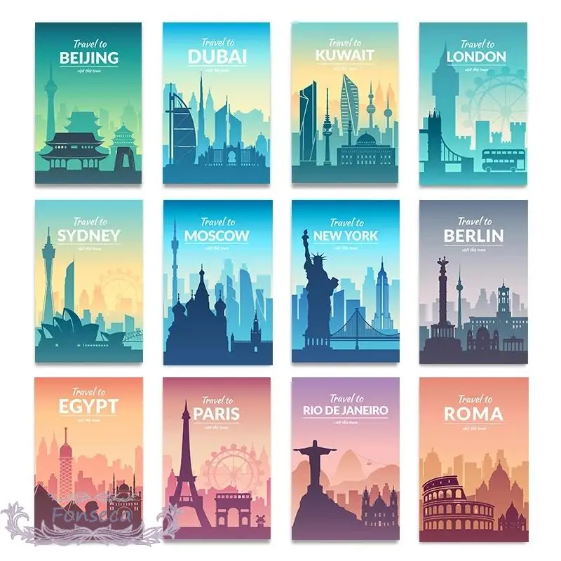 

Nordic Cities Landscape Poster and Prints Travel To New York London Paris Sydney Roma with This Town Wall Art Canvas Painting