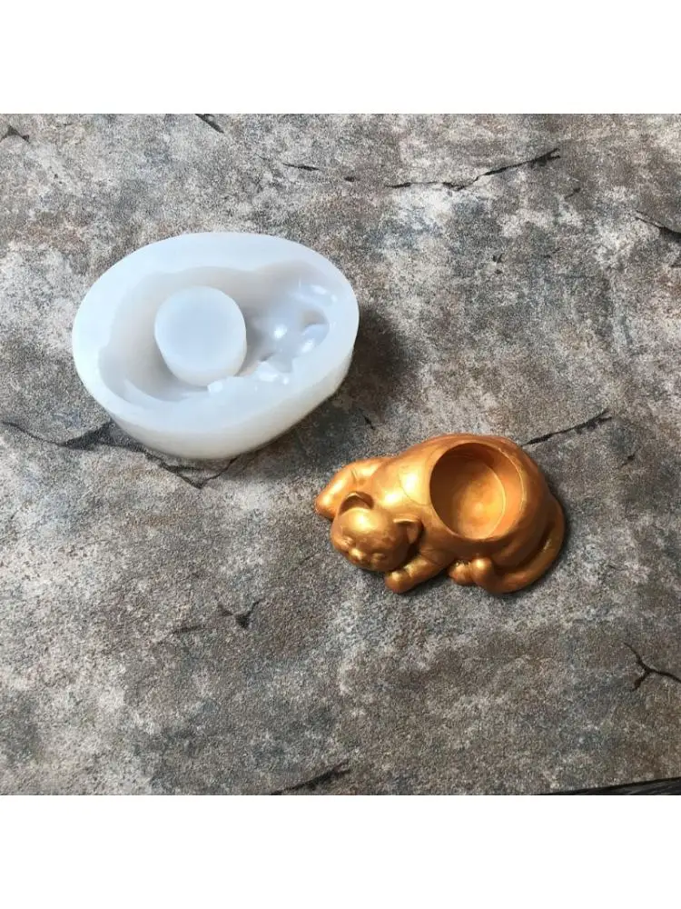 

Cat Silicone Flower Pot Mold Cactus Succulent Planter Candlestick Gypsum Mould T4MD