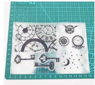 Прозрачная печать для DIY прозрачные силиконовые штампы часы с ключиком ПВХ