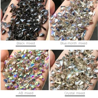 mix shapes nail art rhinestones holo flat shaped elongated teardrop rectangle glass colorful stones for 3d nails decoration