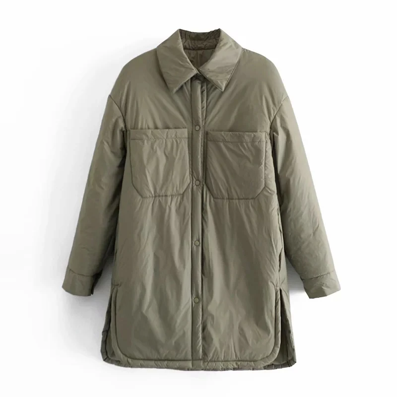 

Женские рубашки Za, куртки, тонкая парка оверсайз, женская верхняя одежда Armygreen, пальто бойфренда, пальто цвета хаки с длинным рукавом, trf 2021