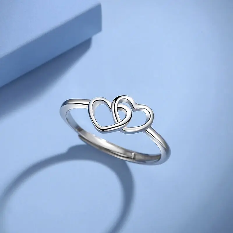 

925 Sterling Silver Rings Polished Open Heart Rings Original 925 Silver Women's Rings Engagement Rings Women Jewelry