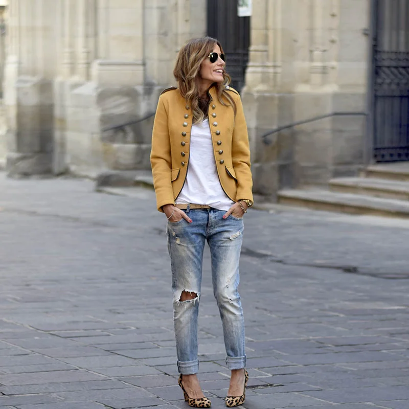 Модные женские блейзеры короткое пальто куртка с длинным рукавом однотонные