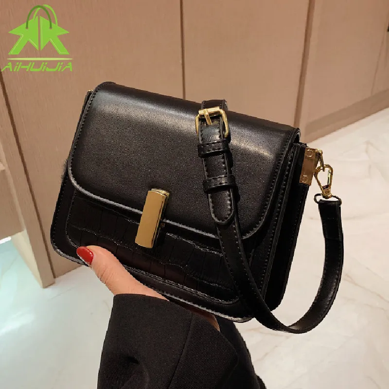 

Luxury Stone Pattern Messenger Bag for Woman High Quality Pu Leather Shoulder Bag Ladies Simplicity Solid Color Female Handbags