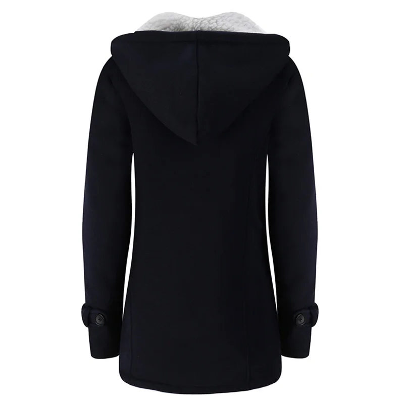 ANSELF толстовки Женская куртка с капюшоном 3XL 5XL плюс размер теплая Дафлкот пуговица для пальто молния спереди Зимняя парка пальто; женская верхняя одежда