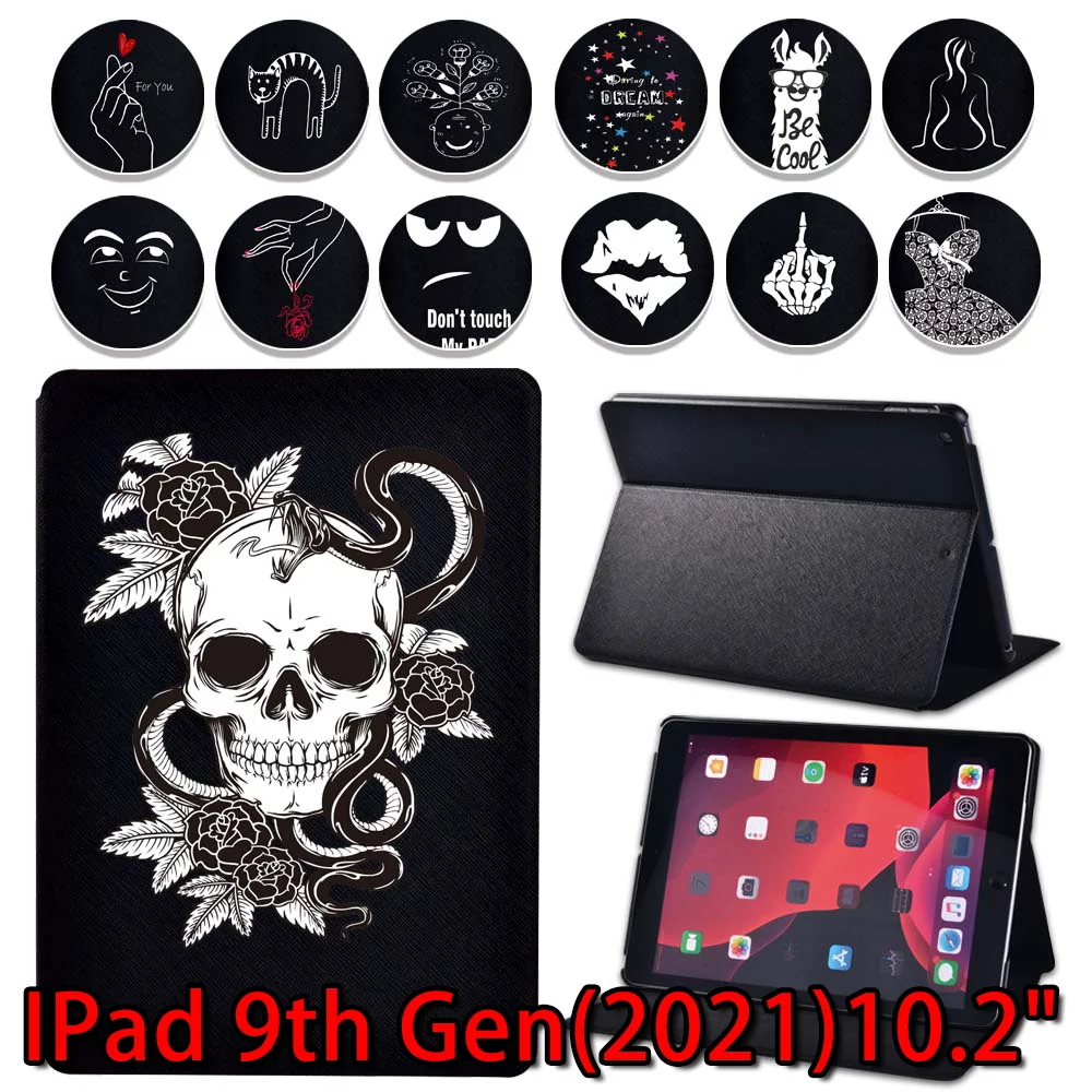 

Case for IPad 9th Generation 10.2 Inch 2021 Feather Pattern Tablet Folding Folio Stand Cover New ipad 9th Gen Leather Cover