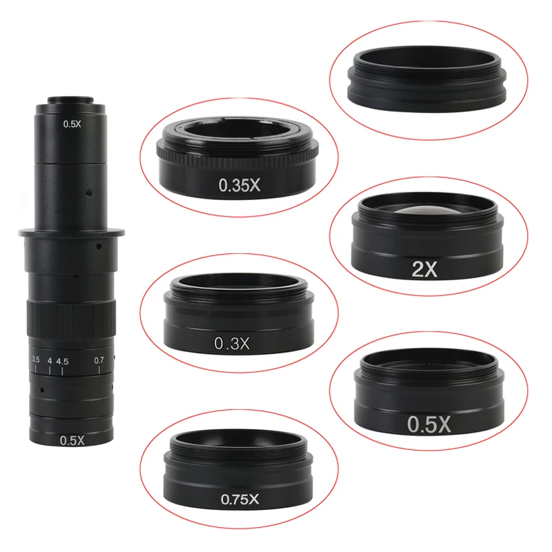 

0.75X 0.5X / 2.0X / 0.35X Barlow Auxiliary Objective Glass Lens For 10A 180X 300X C-MOUNT Lens Industry Video Microscope Camera
