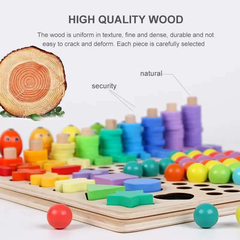 Деревянные бусины игра Монтессори Обучающие Раннее Обучение детей зажим шарик