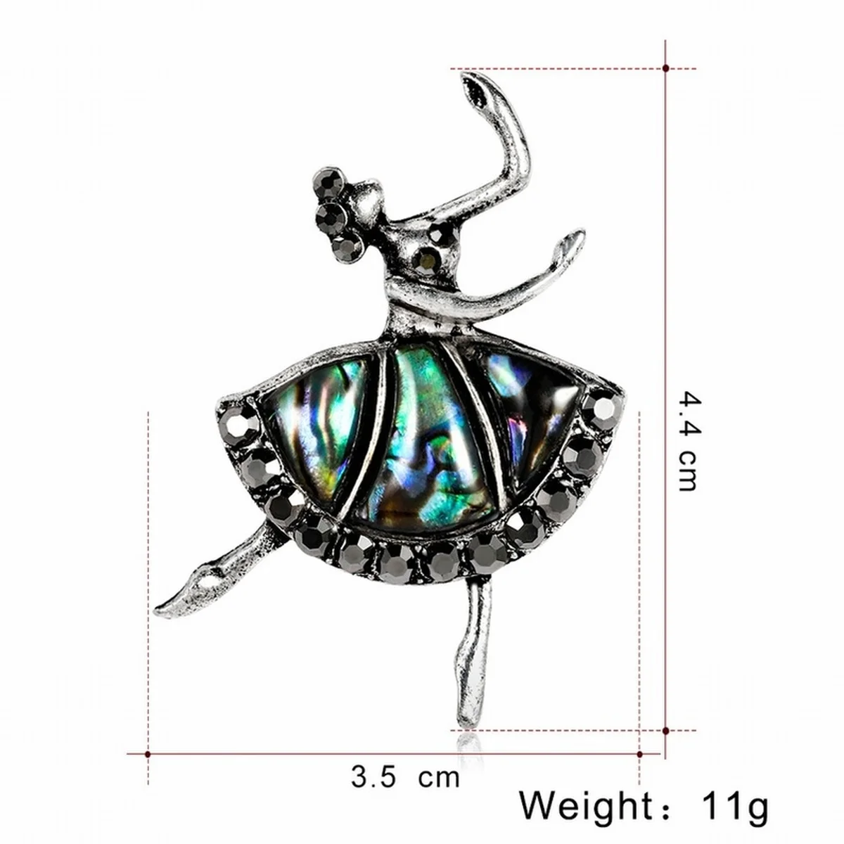Trendy Simple Vintage Shell Brooch Ballerina Girl Pin for Women Fashion Bags Scarf Corsage Jewelry Accessories | Украшения и