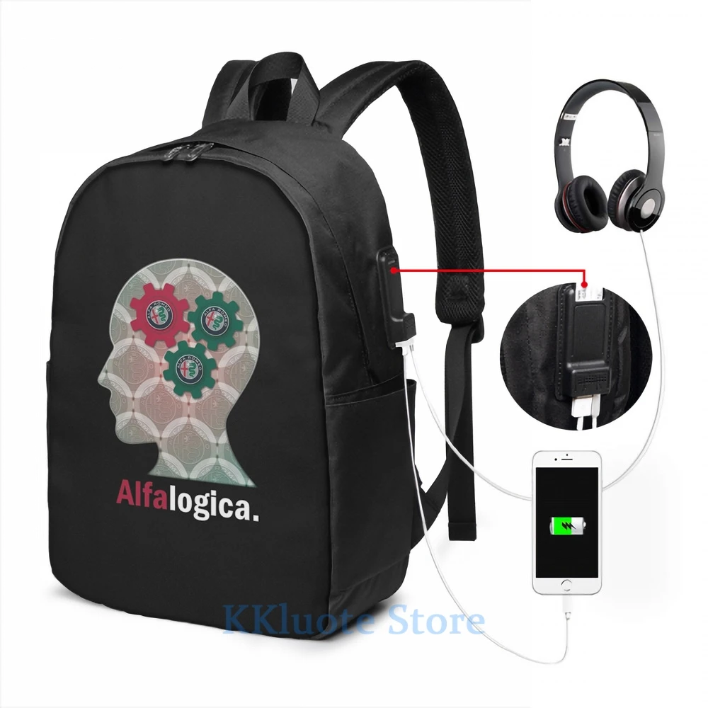 Забавный рюкзак Alfa Romeo Logic с графическим принтом школьные ранцы USB-зарядкой и