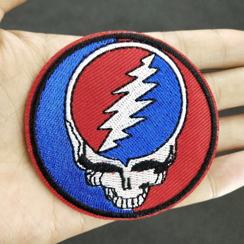 Tactical Morale Skull Grateful Brain Dead Rock Music Band Logo Patch Embroidered Iron on Badge for Cap Jacket Bag