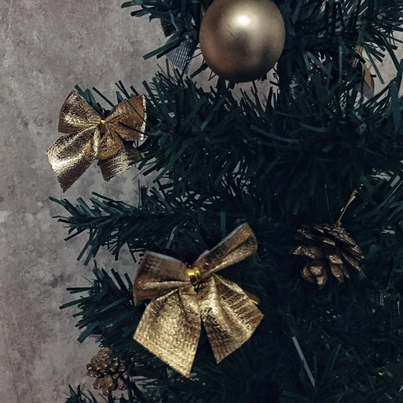 12 шт. рождественские банты navidad, красные, золотые, серебряные, с бантиком, натальные рождественские украшения для дома, елочные украшения, висячие, Рождество
