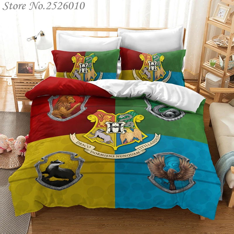 

Magic Novels Movie Potter Wizard Student Comforter Cover Pillowcase Bed Linens Bedclothes Home Textile Twin Full Queen King Size