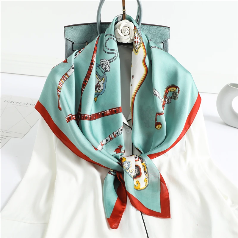 

Fashion Women Scarf Satin Silk Hijab Bandana Muslim Headband Ladies Neckerchief 90cm Square Scarves Wrap Shawl Muffler Foulard