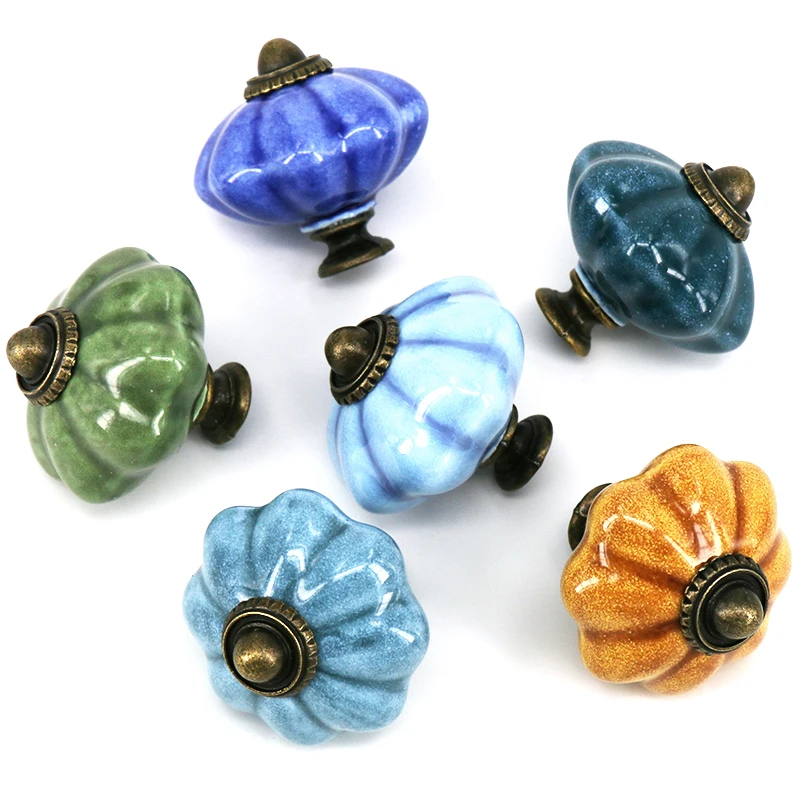 

1PC Decorative Pumpkin Furniture Cabinet Accessory Porcelain Drawer Dresser Pull Handle