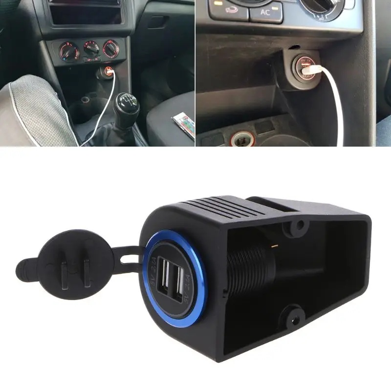 12В 24В до 5В 2.1A двойное USB Автомобильное зарядное устройство адаптер питания база