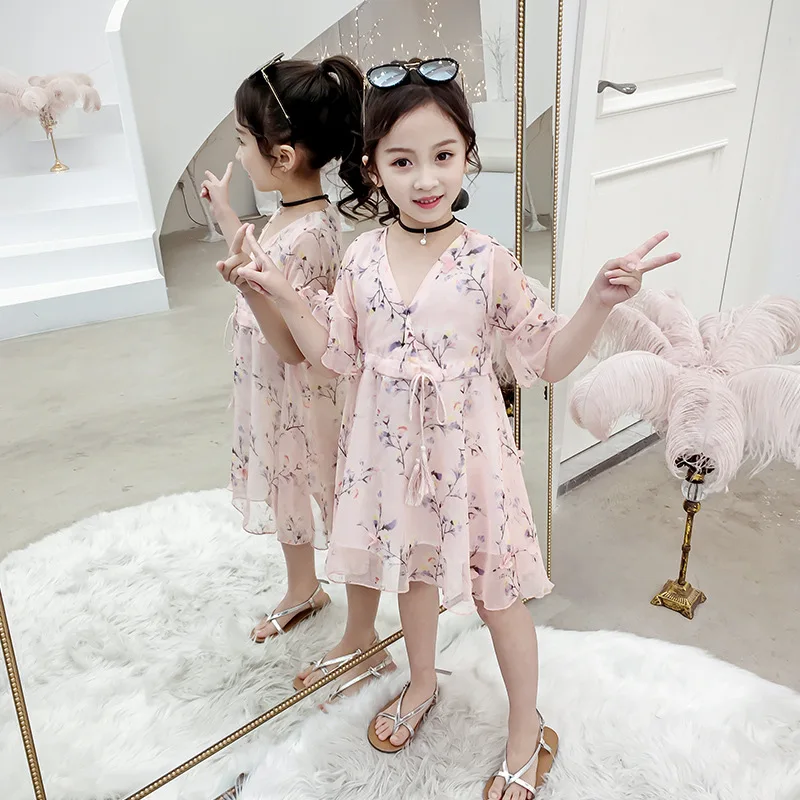 

Teens Girls Dress Summer Chiffon Floral Kids Dresses for Girls Fashion Children Princess Dress Girls Clothes 4 6 8 10 12 Years