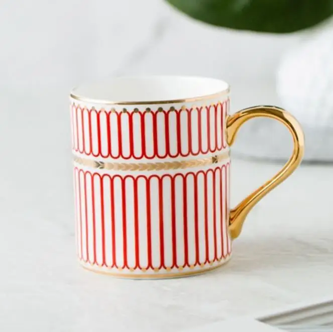 350 мл британский стиль Роскошная Золотая Полоска костяная кофейная кружка из