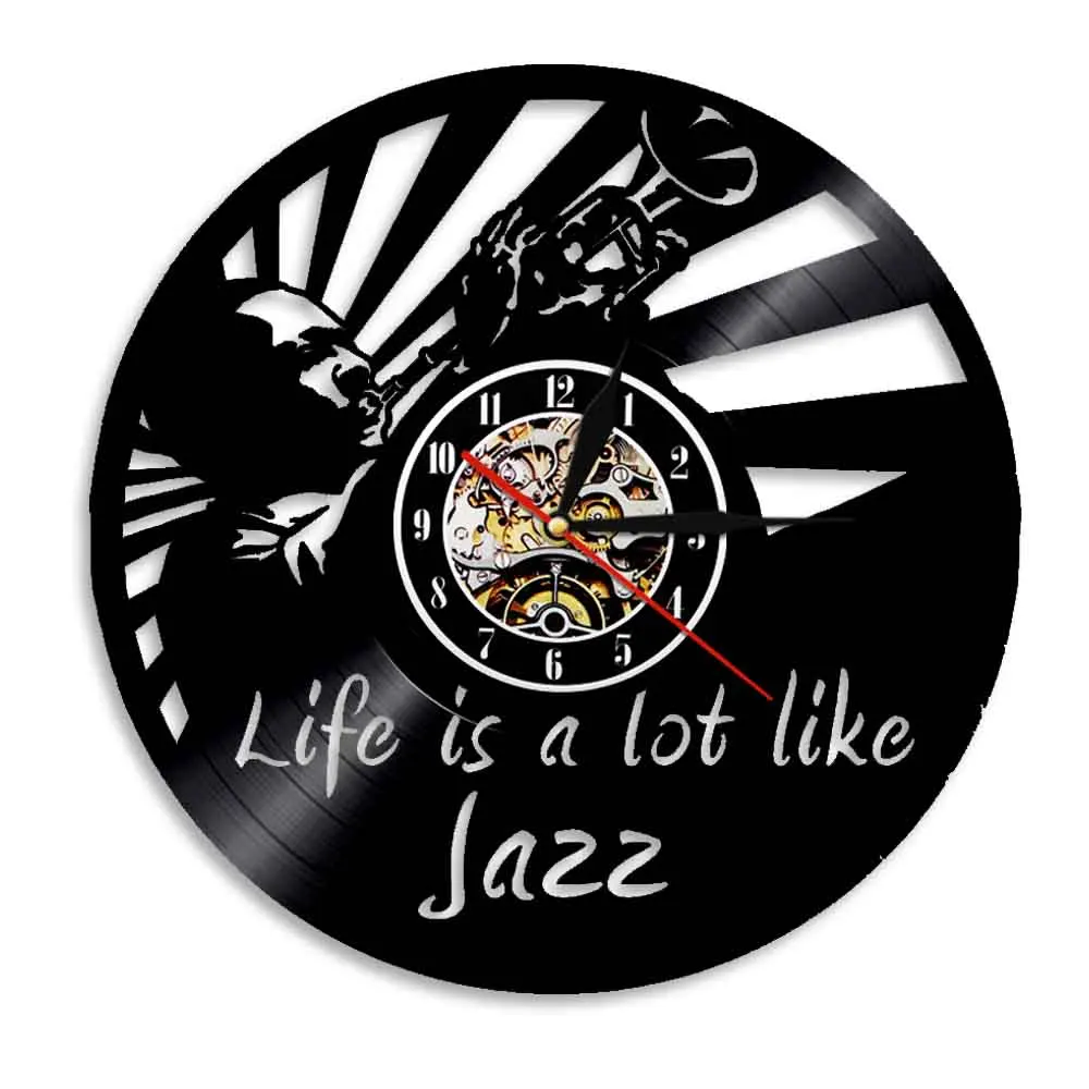 Life is a lot like Jazz Quota Art Decorative 3D Wall Clock Vintage Hanging Music Vinyl Clocks Unique Gif For Jazz Lover