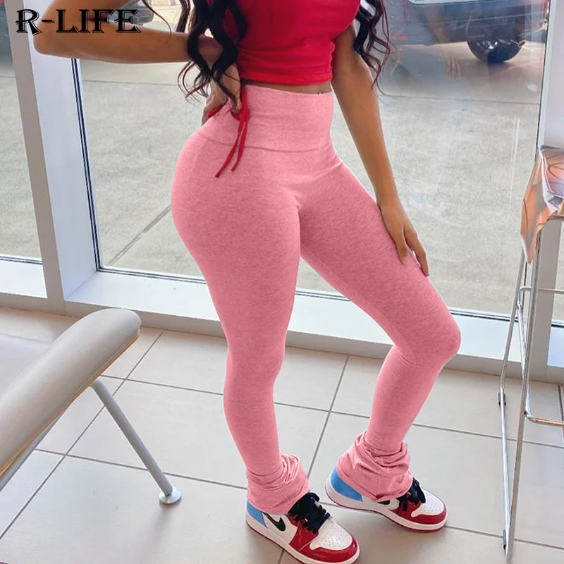 Леггинсы женские многослойные с высокой талией облегающие джоггеры разрезом на