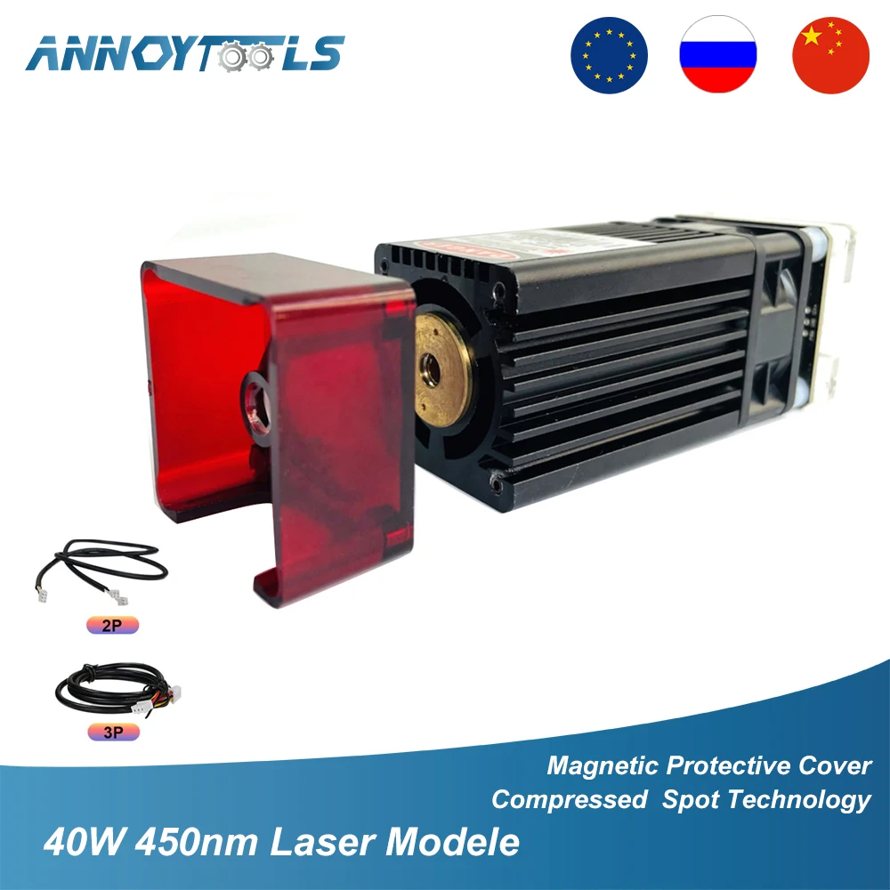 40W Laser Module Kit Laser Head 445nm TTL PWM Engraving Metal Cutting Wood Machine Tool Compressed Spot Technology