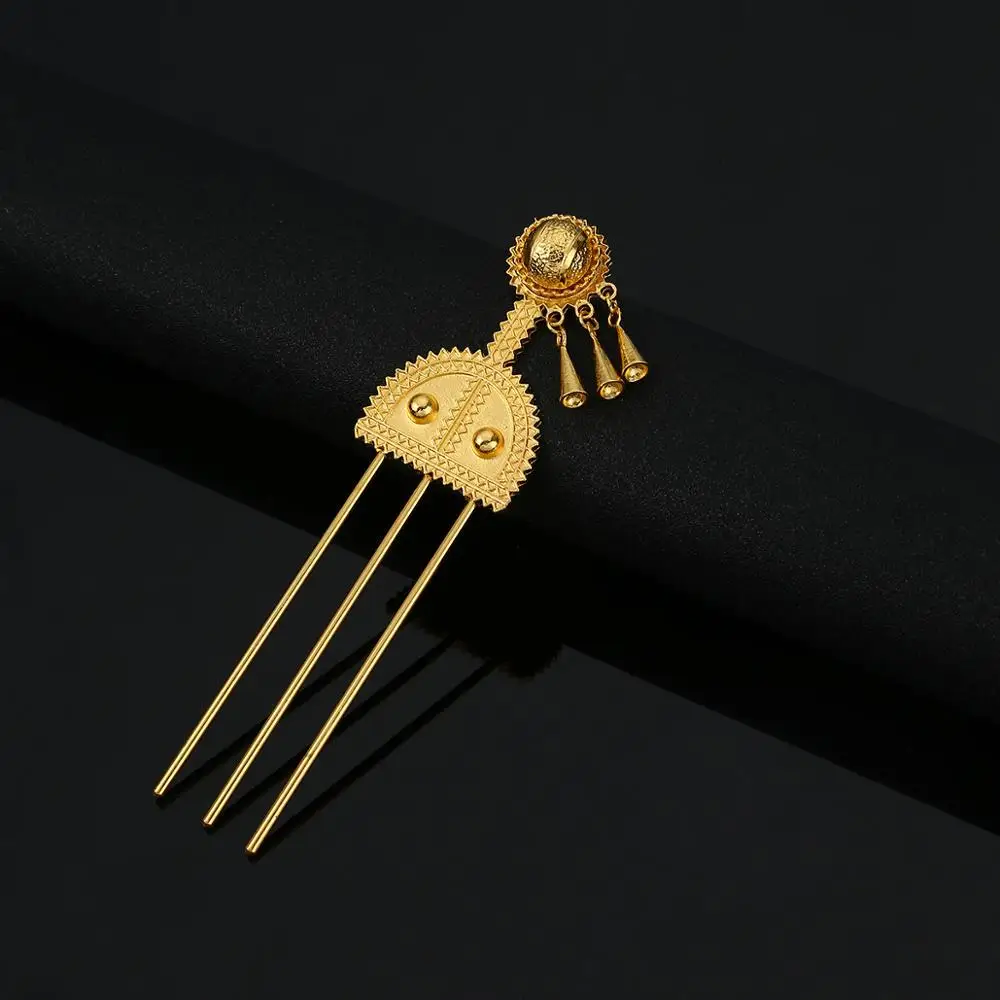 Эфиопское ювелирное изделие в виде заколки золотистого цвета Эфиопский гребень