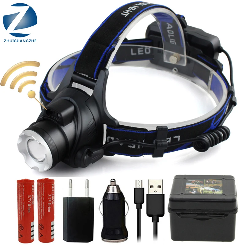 LED Headlight IR Sensor XM-L2 U3 T6 5000lm Headlamp Zoom adjustable Head Flashlight Lamp 18650 Battery Front Lighting Fishing Z8
LED Headlight IR Sensor XM-L2 U3 T6 5000lm Headlamp Zoom adjustable Head Flashlight Lamp 18650 Battery Front Lighting Fishing Z8