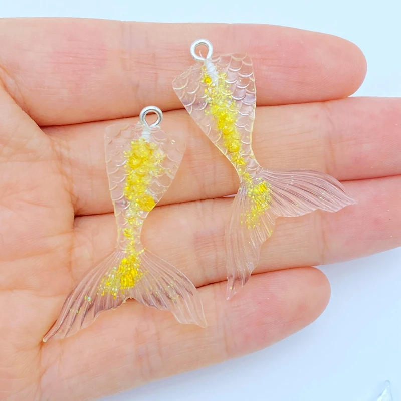 

8Pcs New Cute Resin The Shiny Fishtail Of The Hook Flat Back Cabochon Scrapbook Kawaii DIY Embellishments Accessories K52