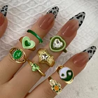 Женский комплект колец с цепочкой и цветком, в богемном стиле