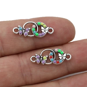 JAKONGO посеребренный цветной кристалл двойной круглый разъем для изготовления браслета DIY фурнитура ювелирные аксессуары 9x23 мм 5 шт.