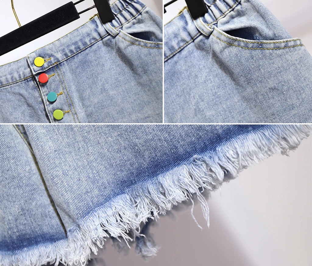 

Sexy Loose All Match Basic Mid Waist Solid Burrs Jeans 2XL 3XL 4XL 5XL 6X Fat Hot Pants Oversize Large Big Plus Size Denim Short